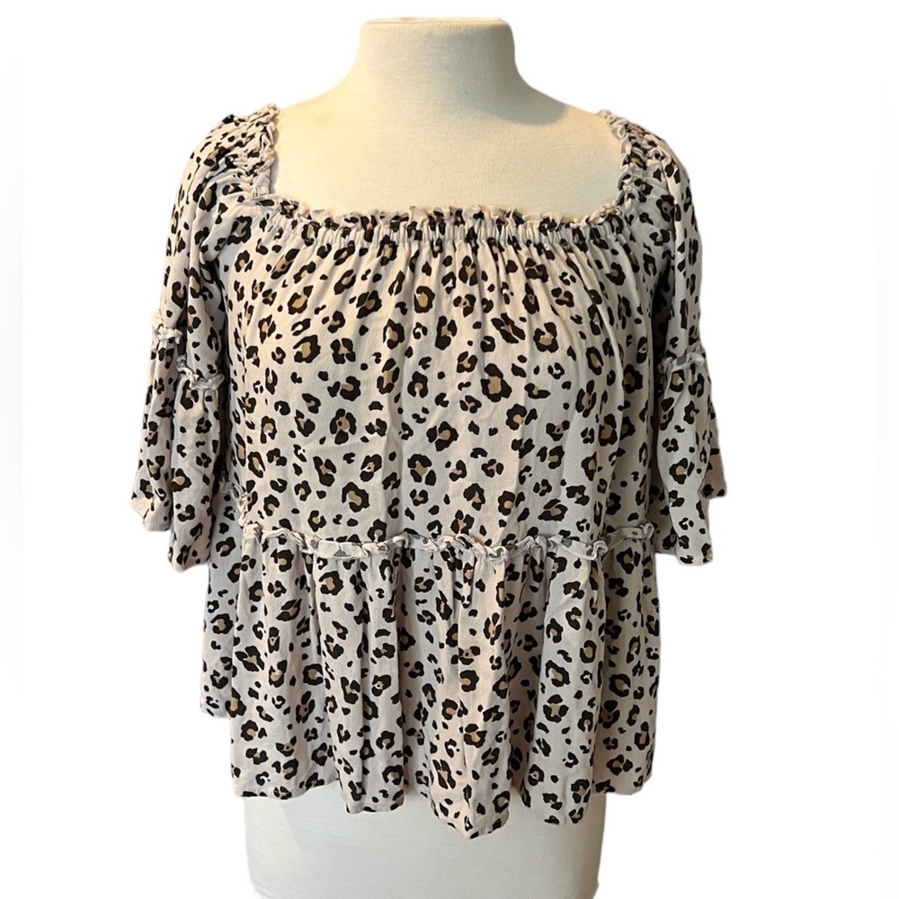 American Eagle Leopard Top with Bell Sleeves - Small